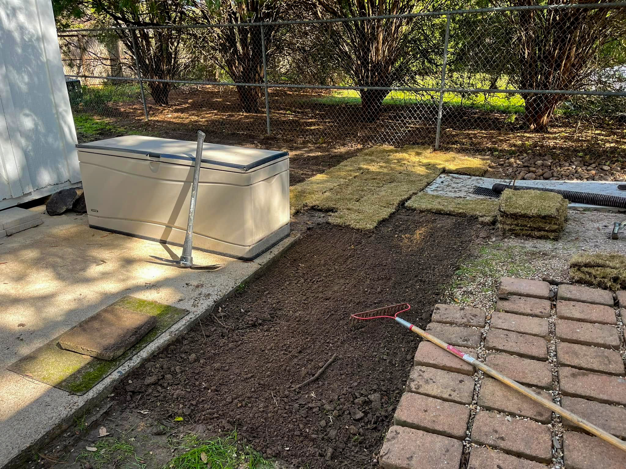 Fresh sod cleanly laid out