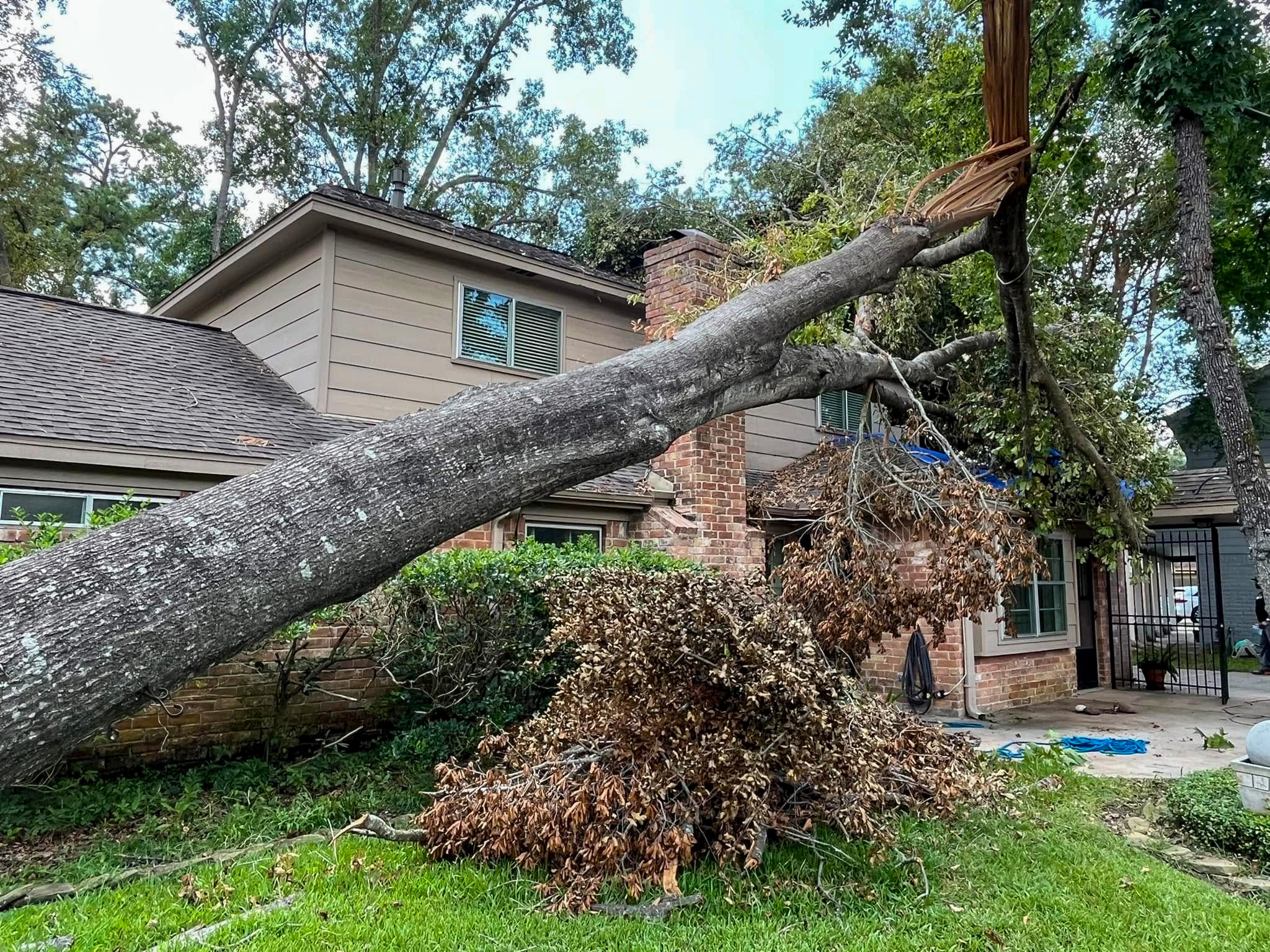 Tree fallen on house after a storm